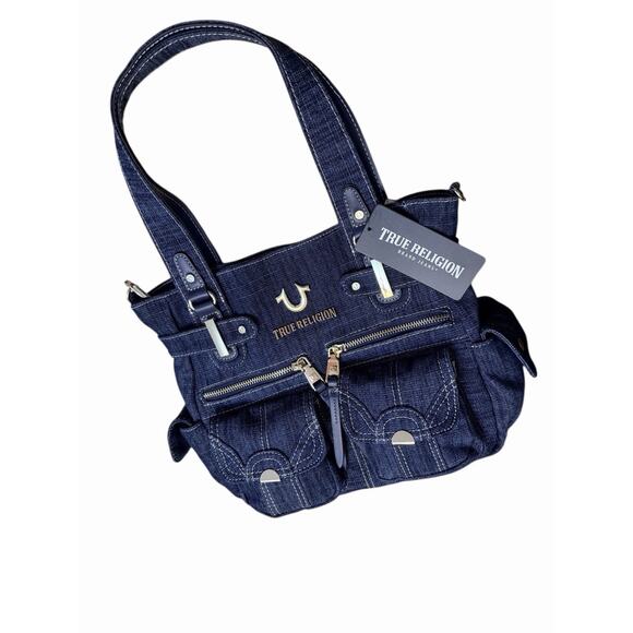 True Religion Tote Shoulder Handbag Dark Denim Blue. Brand New With Tag. - Picture 2 of 8
